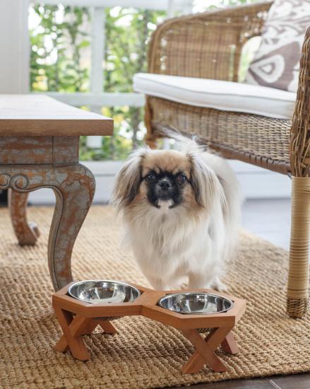 Ahşap Tasarım Kedi-Köpek Mama ve Su Kabı