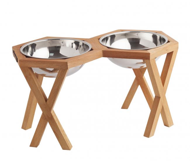 Ahşap Tasarım Kedi-Köpek Mama ve Su Kabı