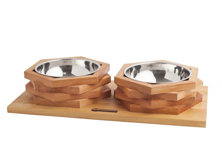 Ahşap Tasarım Kedi-Köpek Mama ve Su Kabı