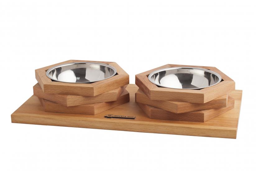 Ahşap Tasarım Kedi-Köpek Mama ve Su Kabı