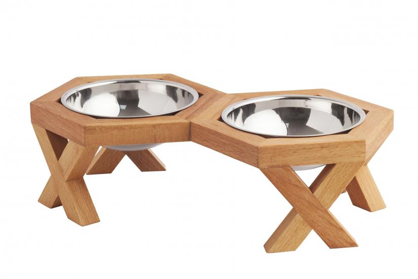 Ahşap Tasarım Kedi-Köpek Mama ve Su Kabı
