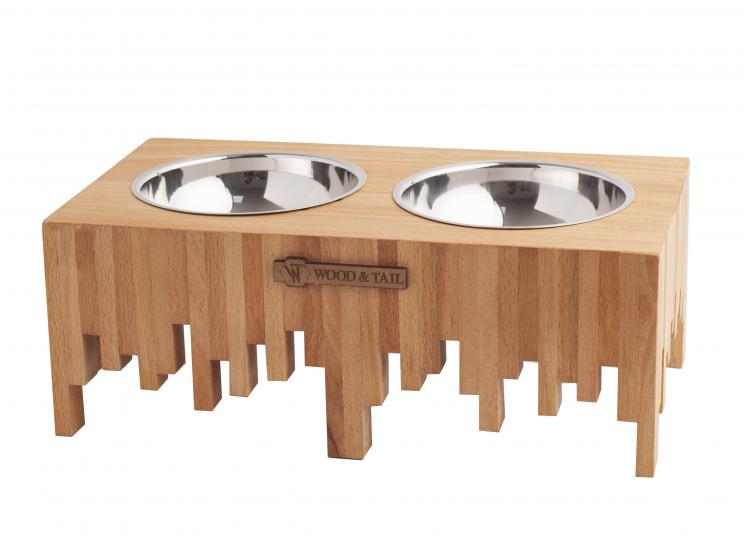 Ahşap Tasarım Kedi-Köpek Mama ve Su Kabı